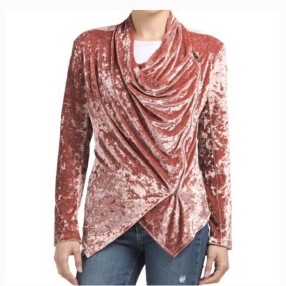 Blank NYC pink crushed velvet side zip jacket xs